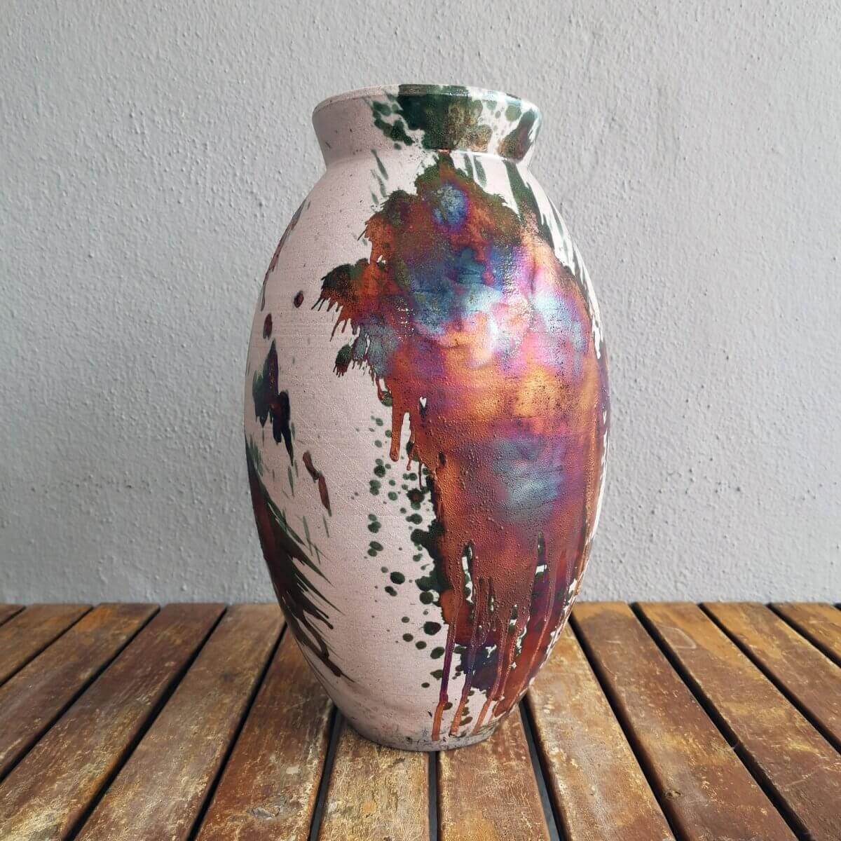 Raku pottery vase ceramic home decor
