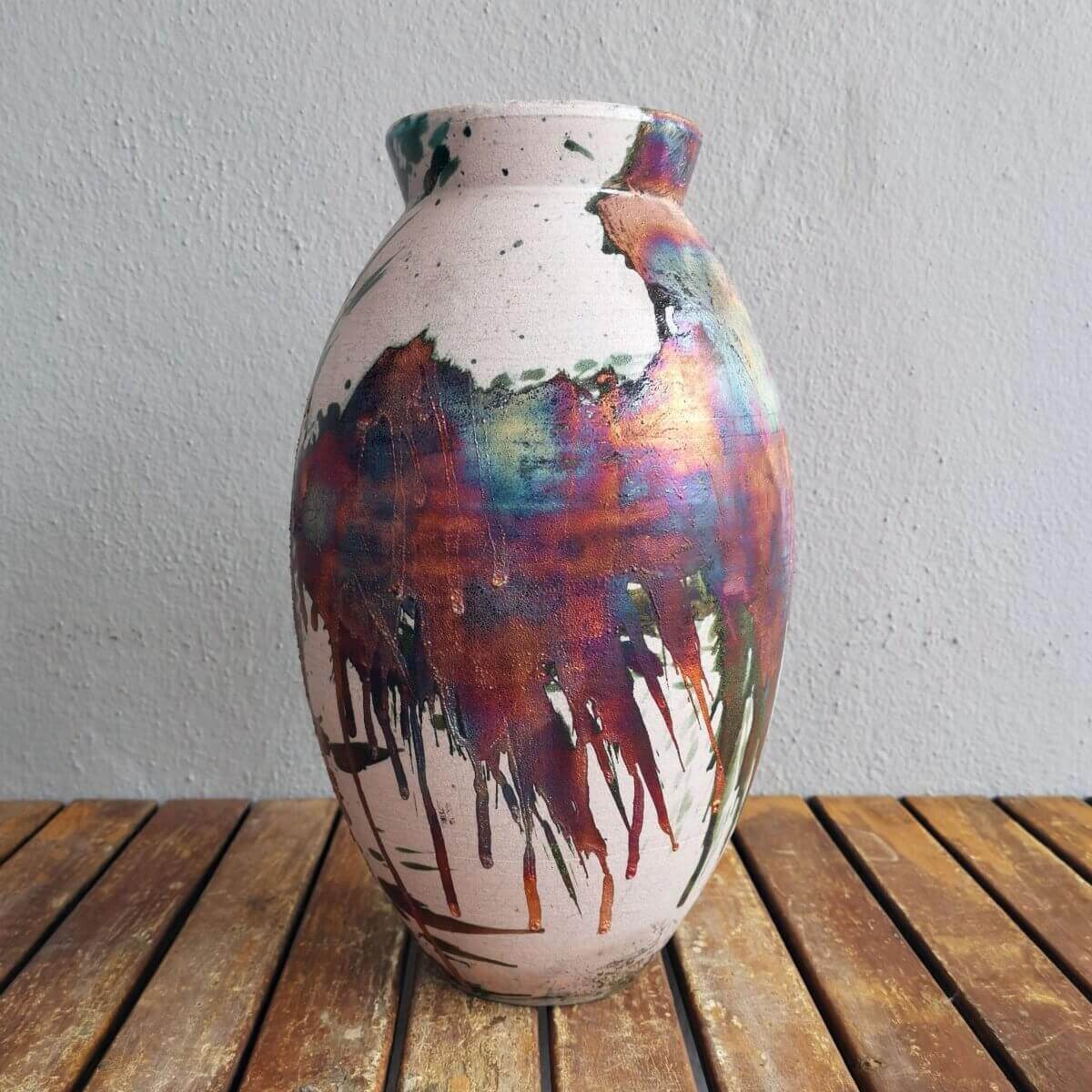 Raku pottery vase ceramic home decor