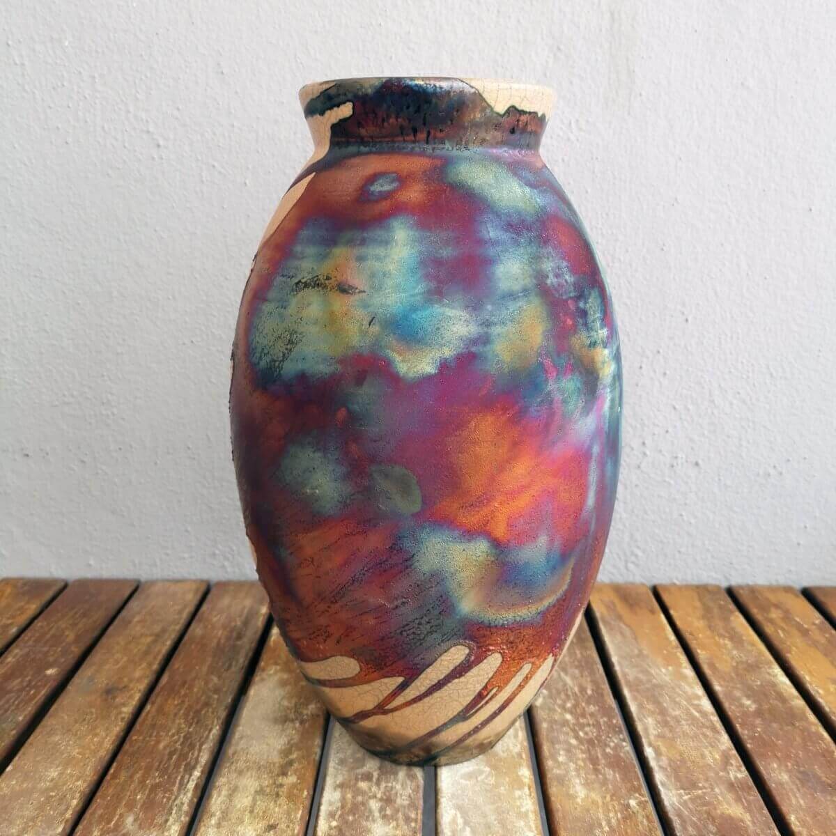 Raku pottery vase ceramic home decor