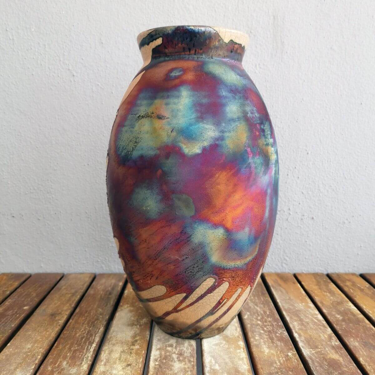 Raku pottery vase ceramic home decor
