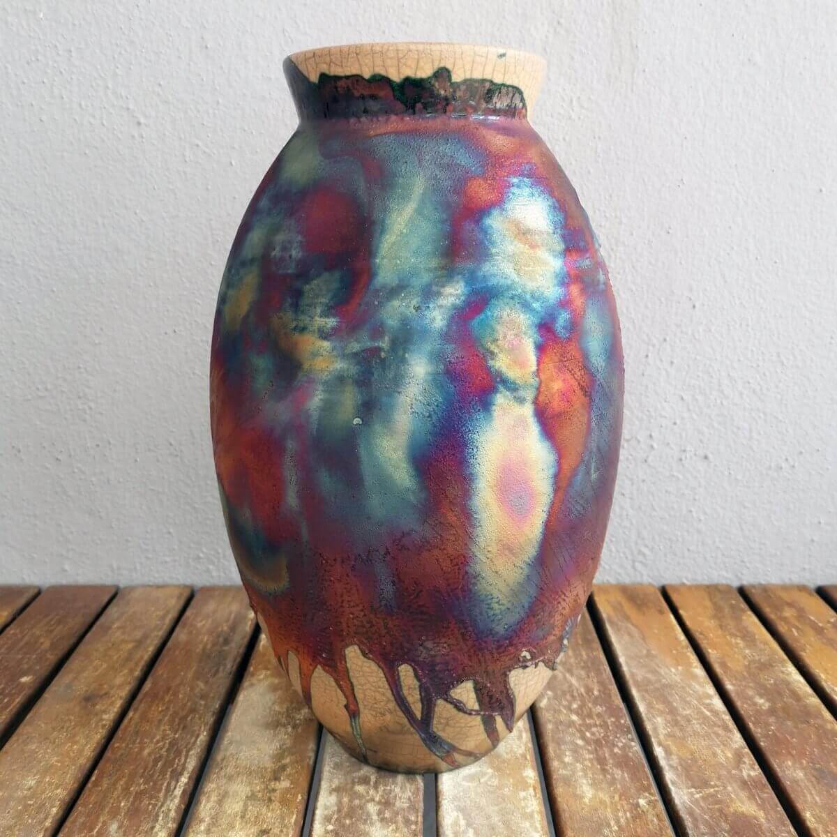 Raku pottery vase ceramic home decor