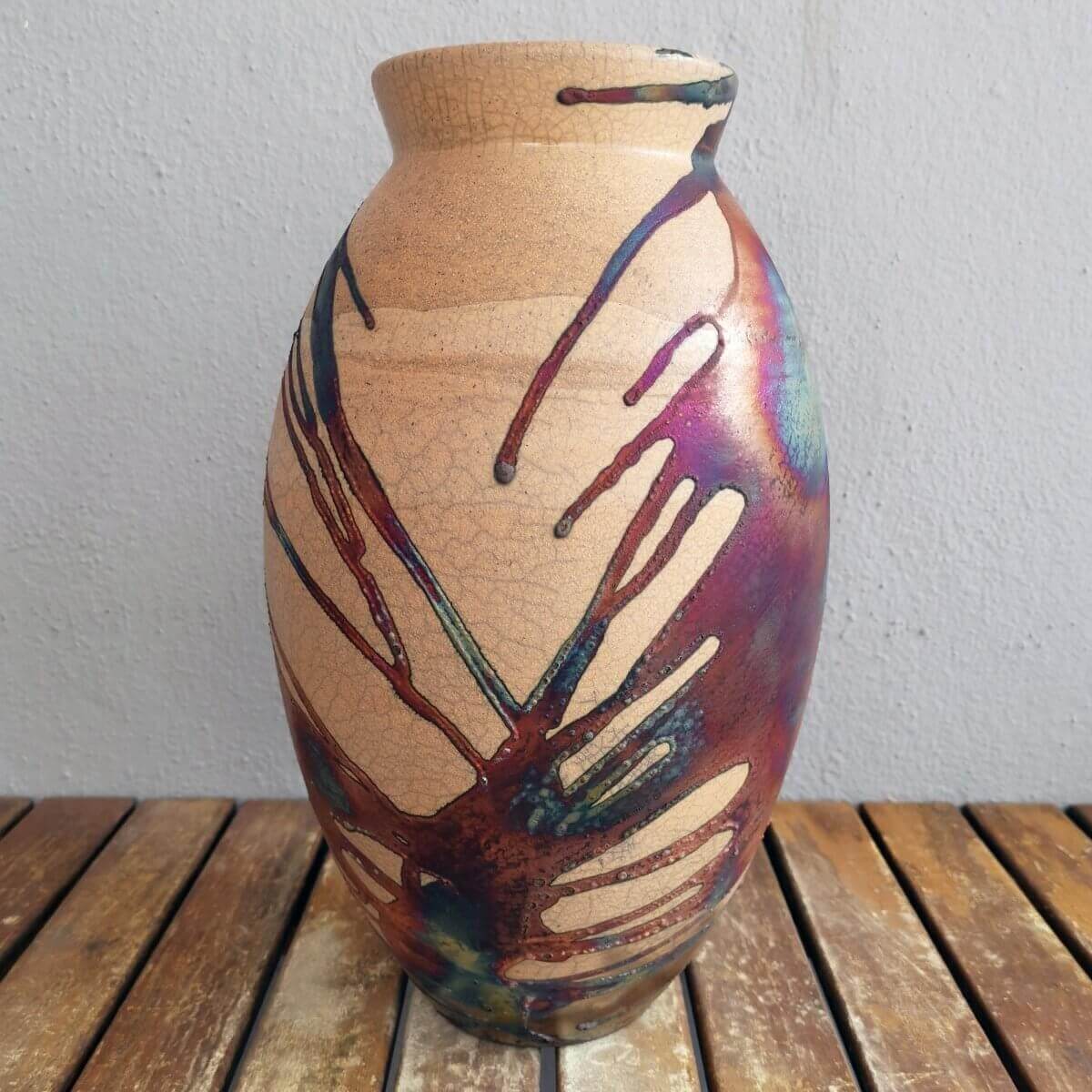 Raku pottery vase ceramic home decor
