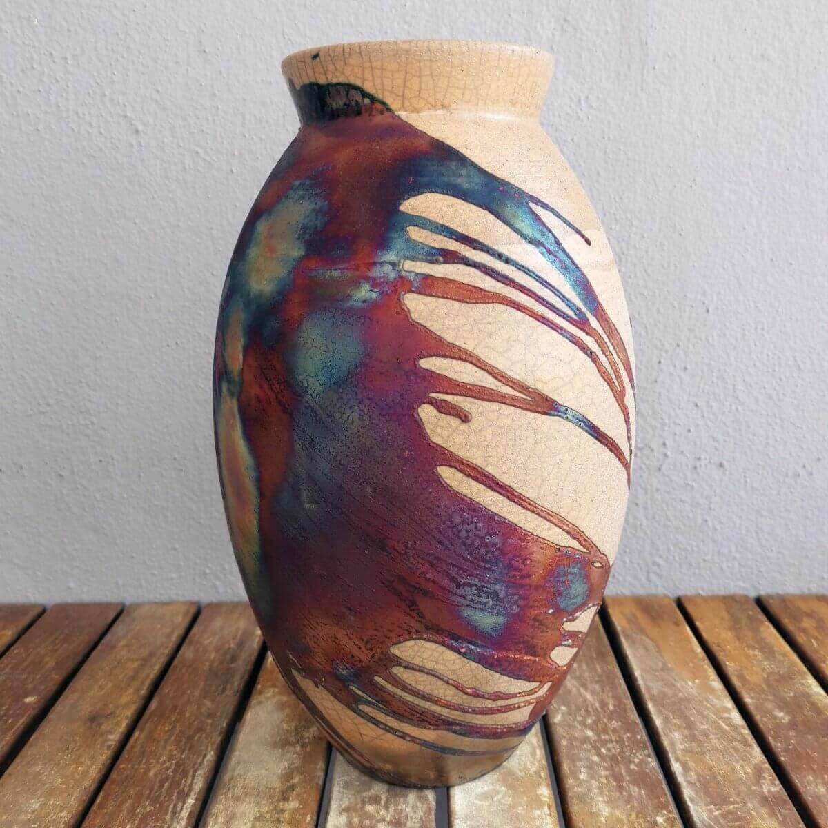 Raku pottery vase ceramic home decor