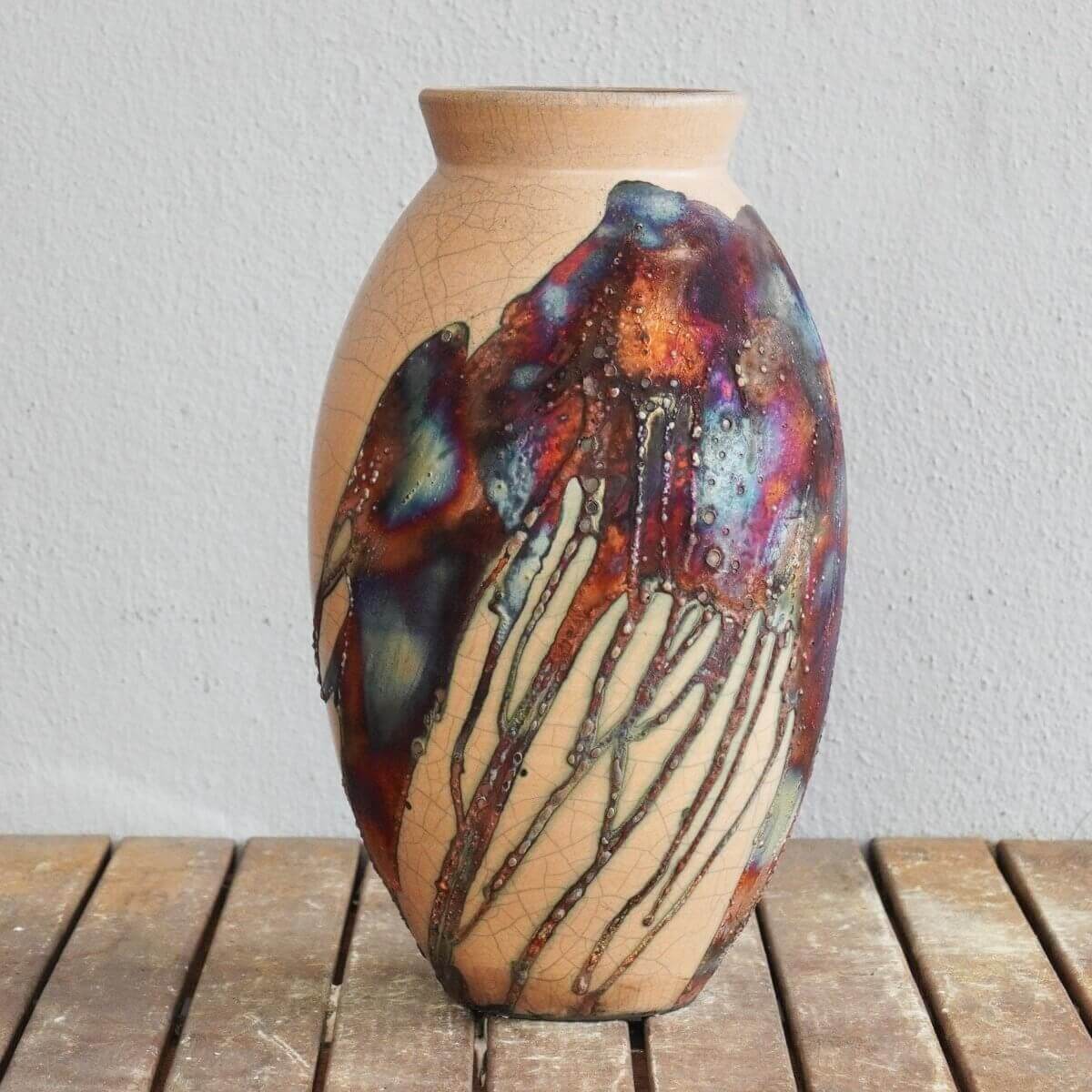 Raku pottery vase ceramic home decor