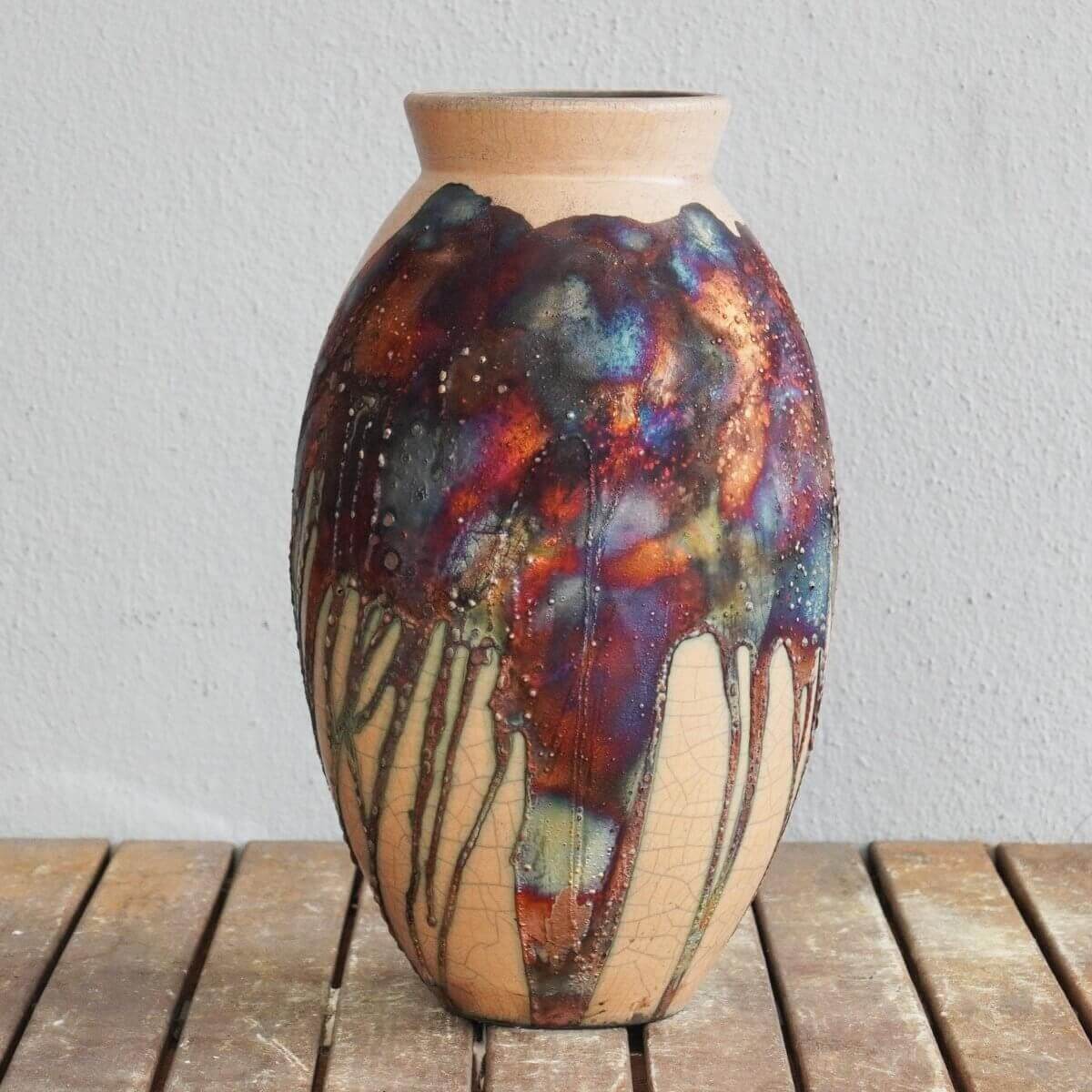 Raku pottery vase ceramic home decor