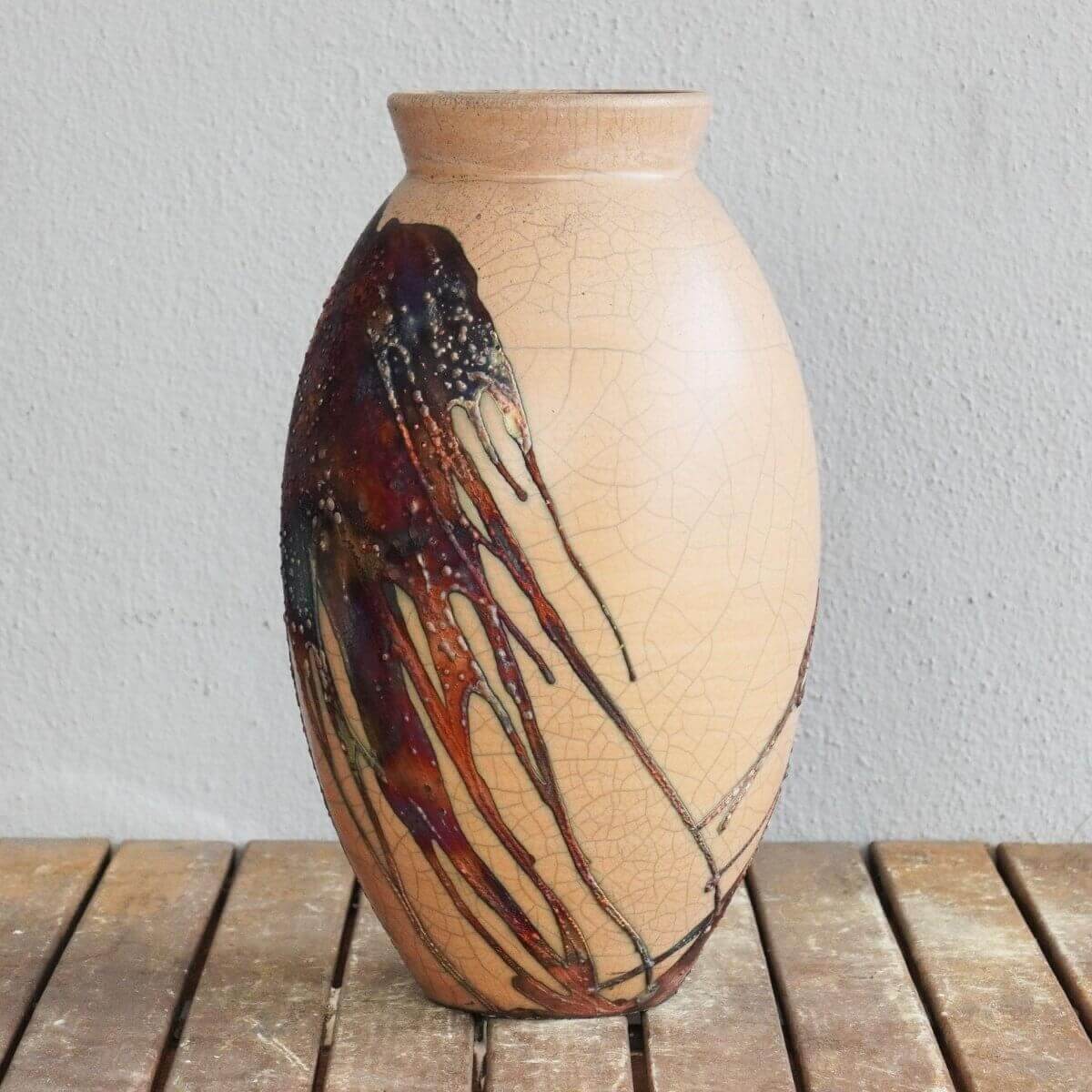 Raku pottery vase ceramic home decor