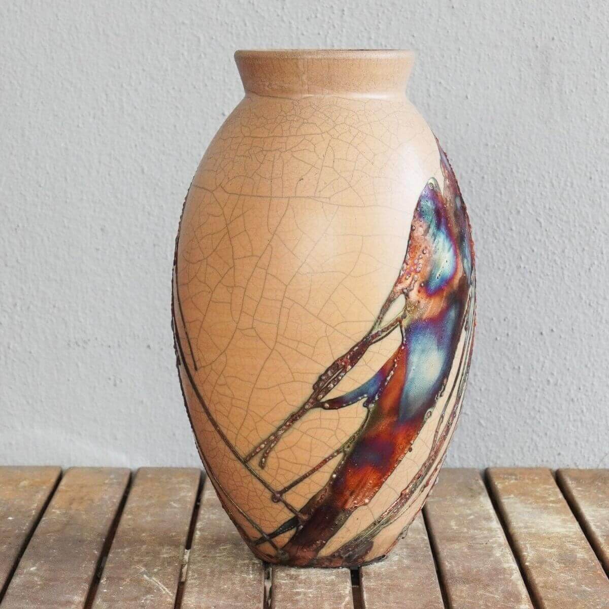 Raku pottery vase ceramic home decor