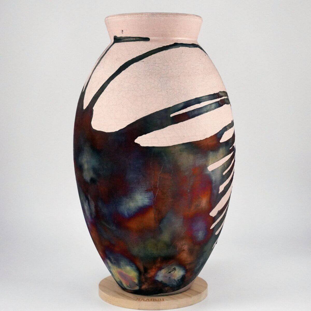 Raku pottery vase ceramic home decor