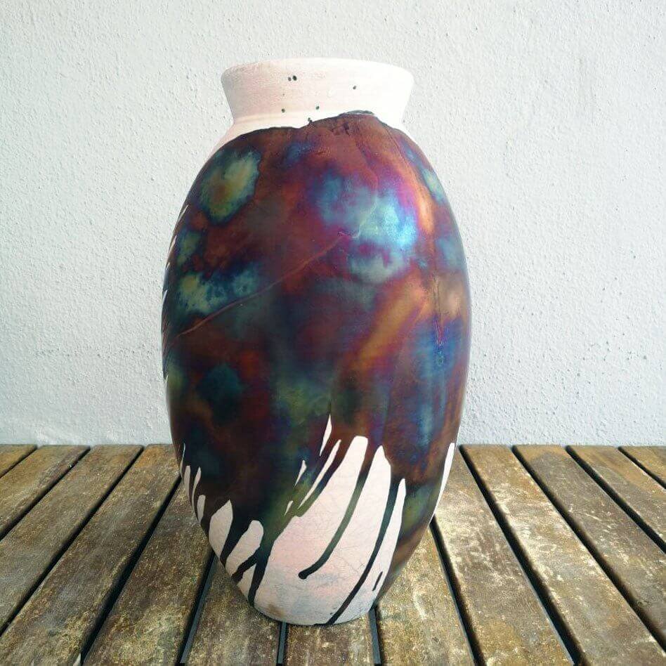 Raku pottery vase ceramic home decor