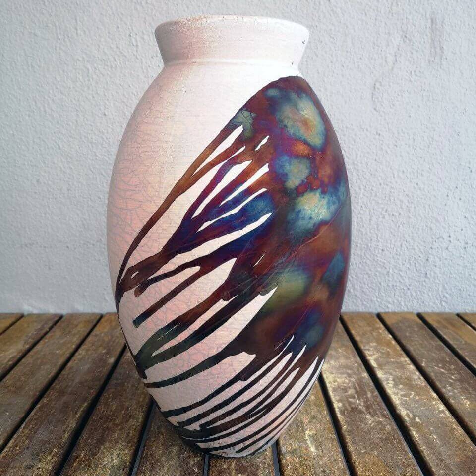 Raku pottery vase ceramic home decor