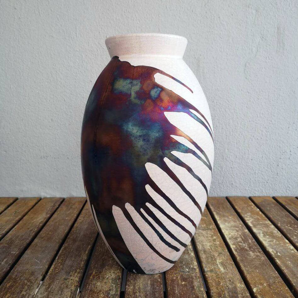 Raku pottery vase ceramic home decor