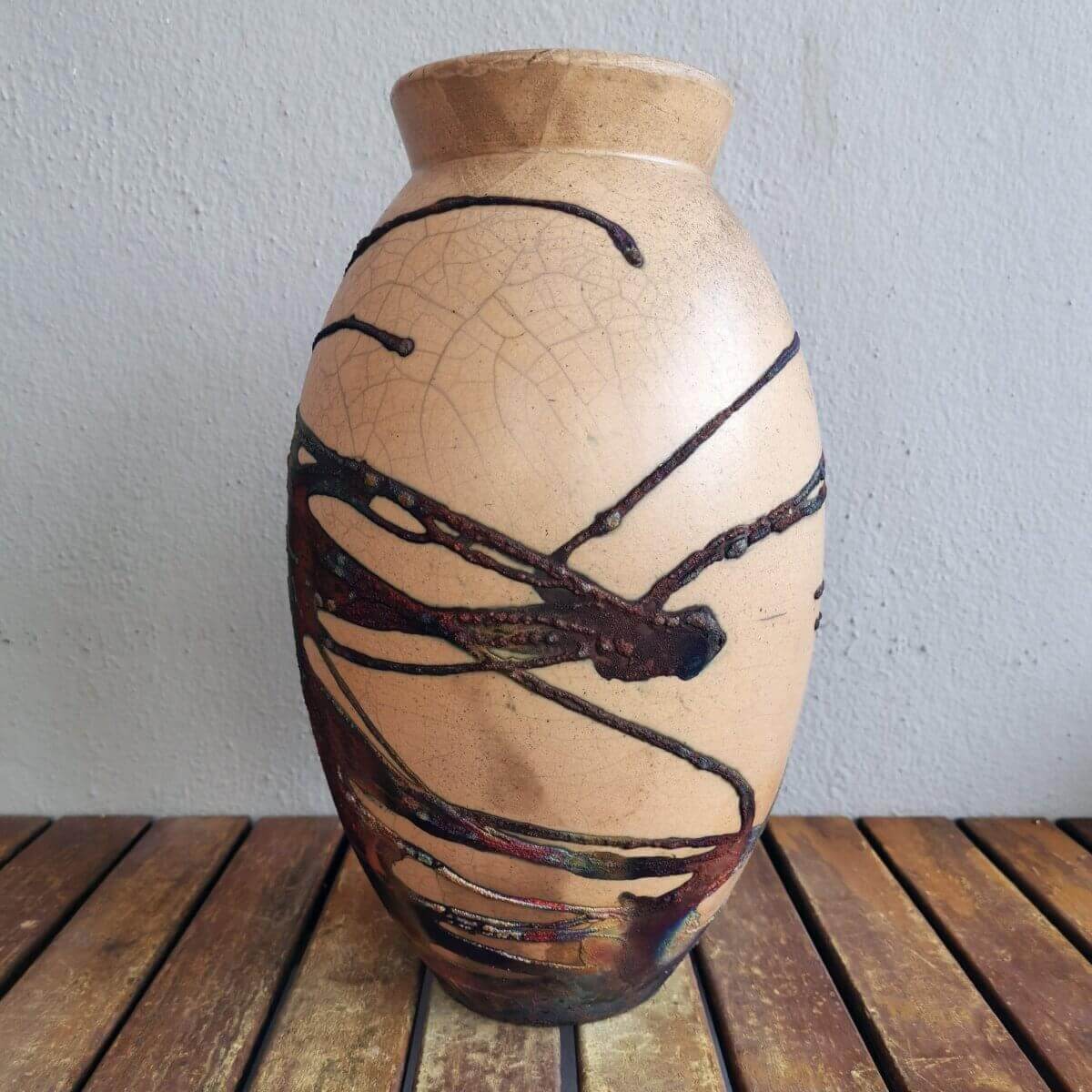 Raku pottery vase ceramic home decor