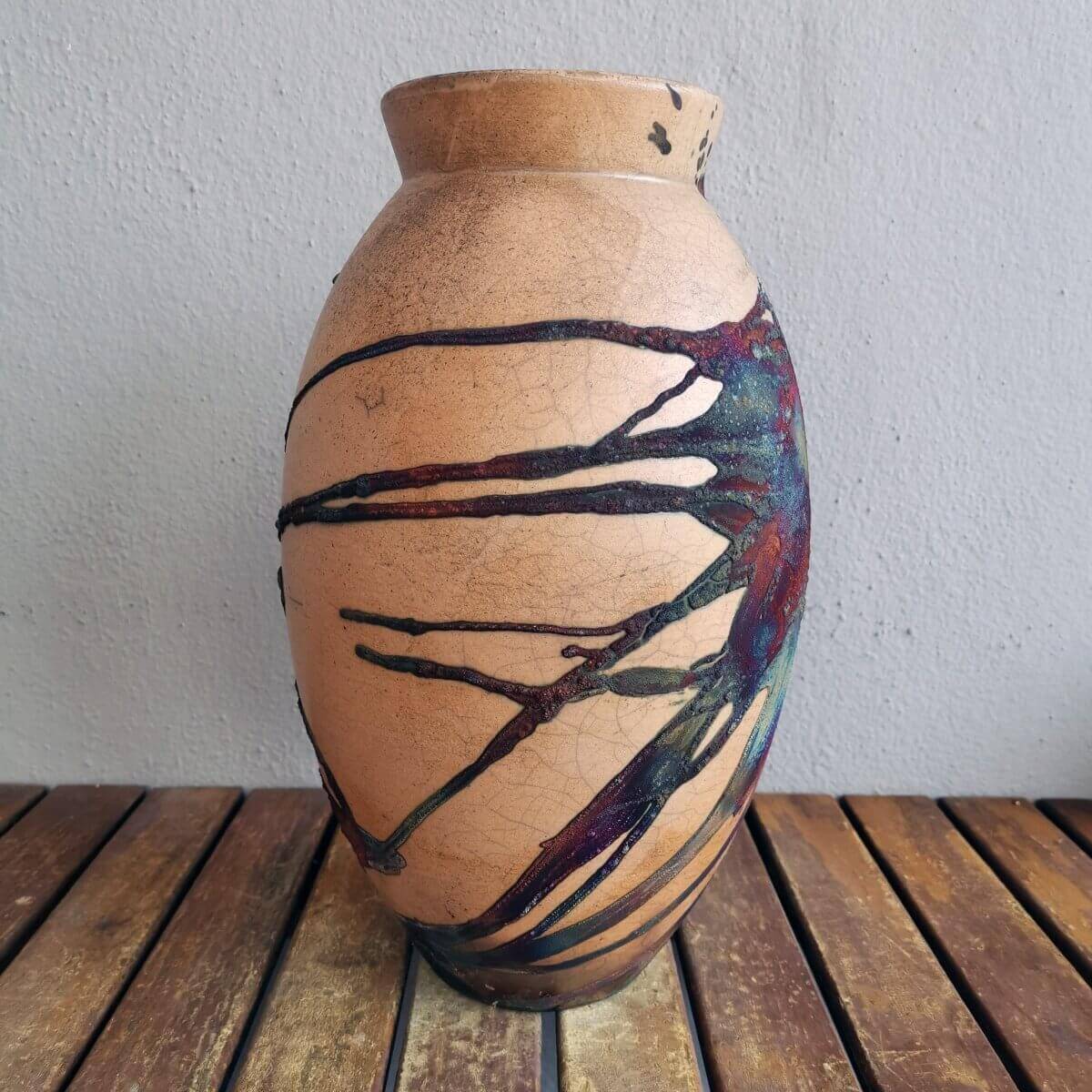 Raku pottery vase ceramic home decor