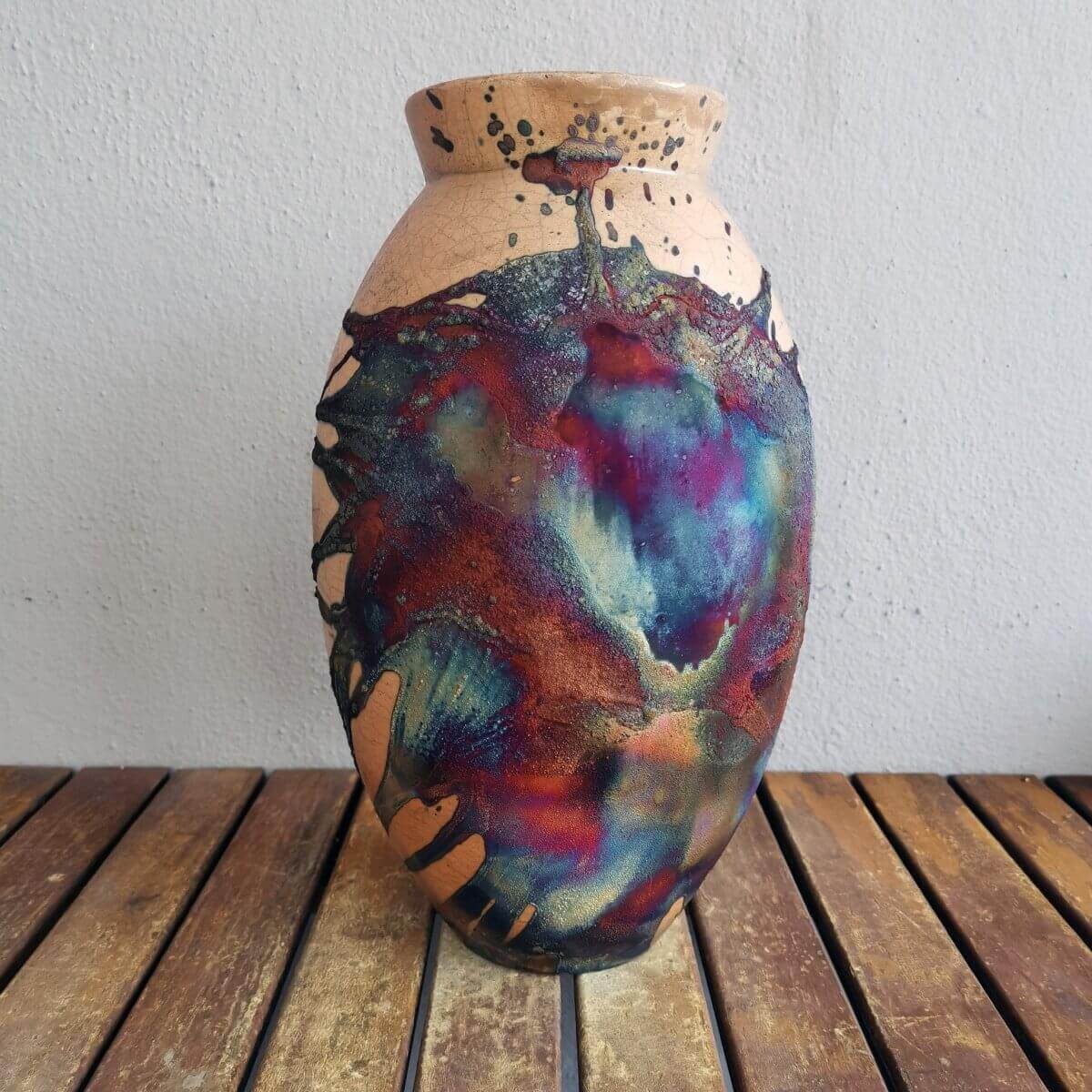 Raku pottery vase ceramic home decor