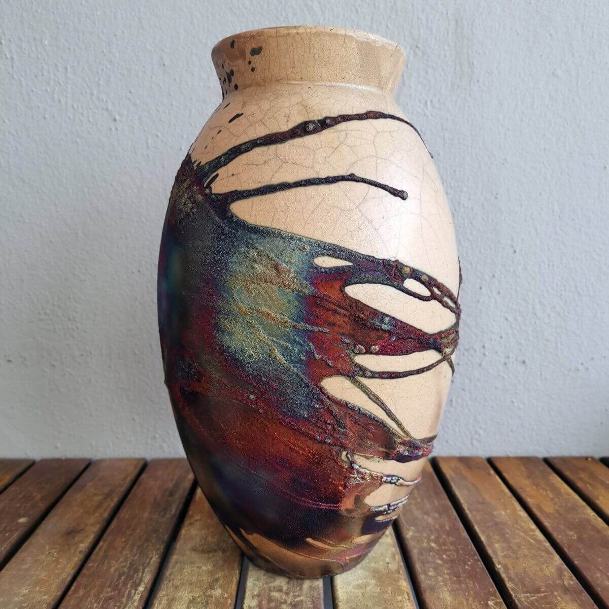 Raku pottery vase ceramic home decor