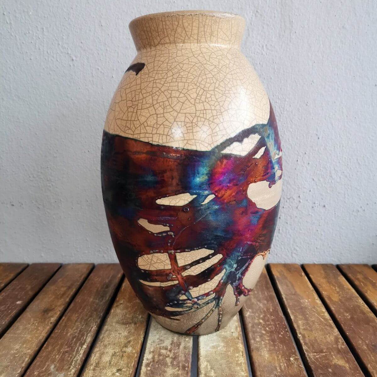 Raku pottery vase ceramic home decor