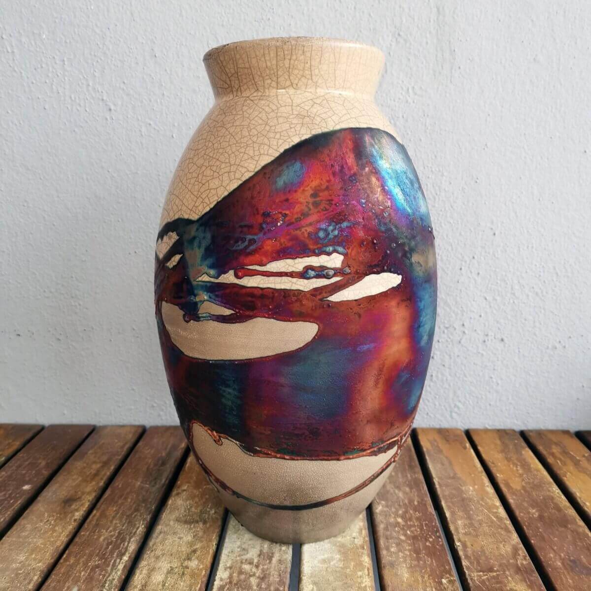 Raku pottery vase ceramic home decor
