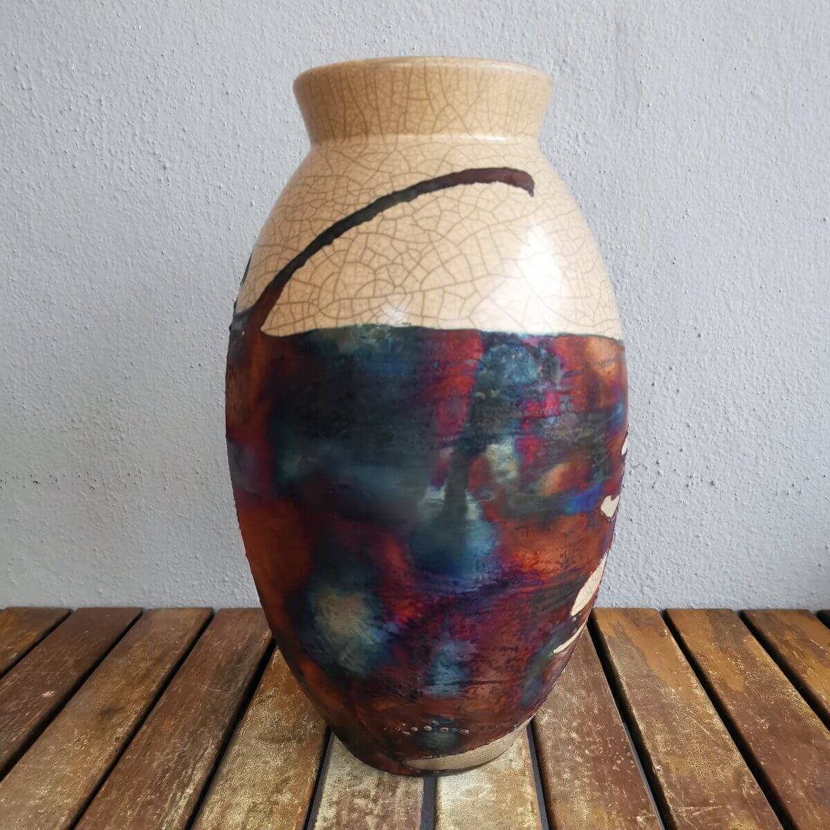 Raku pottery vase ceramic home decor