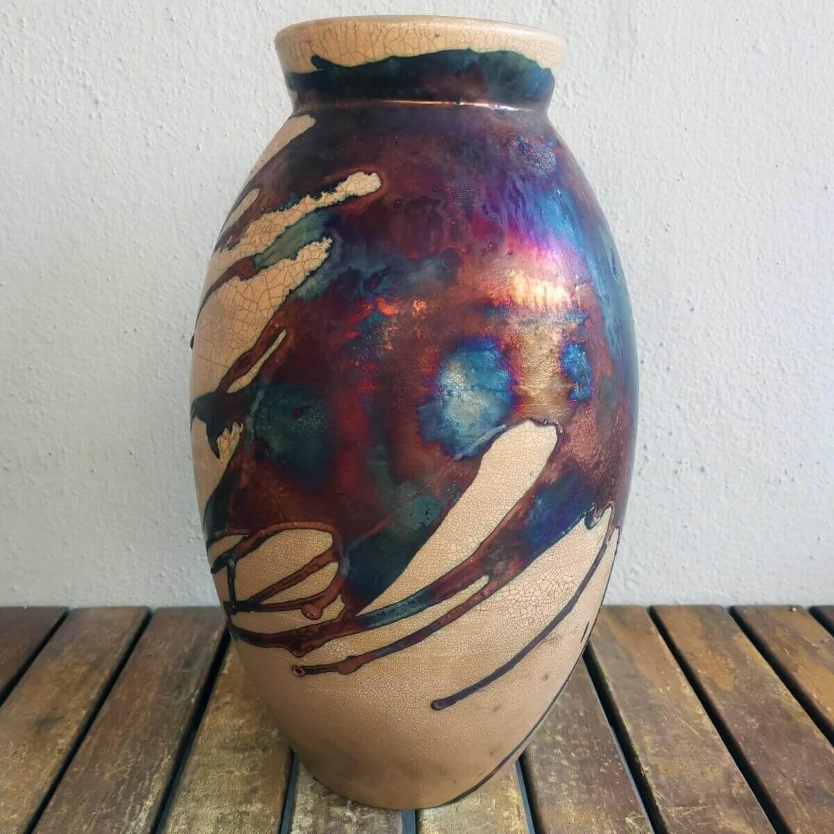 Raku pottery vase ceramic home decor