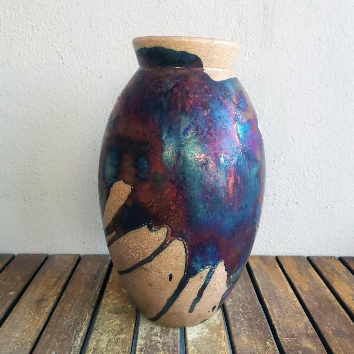 Raku pottery vase ceramic home decor