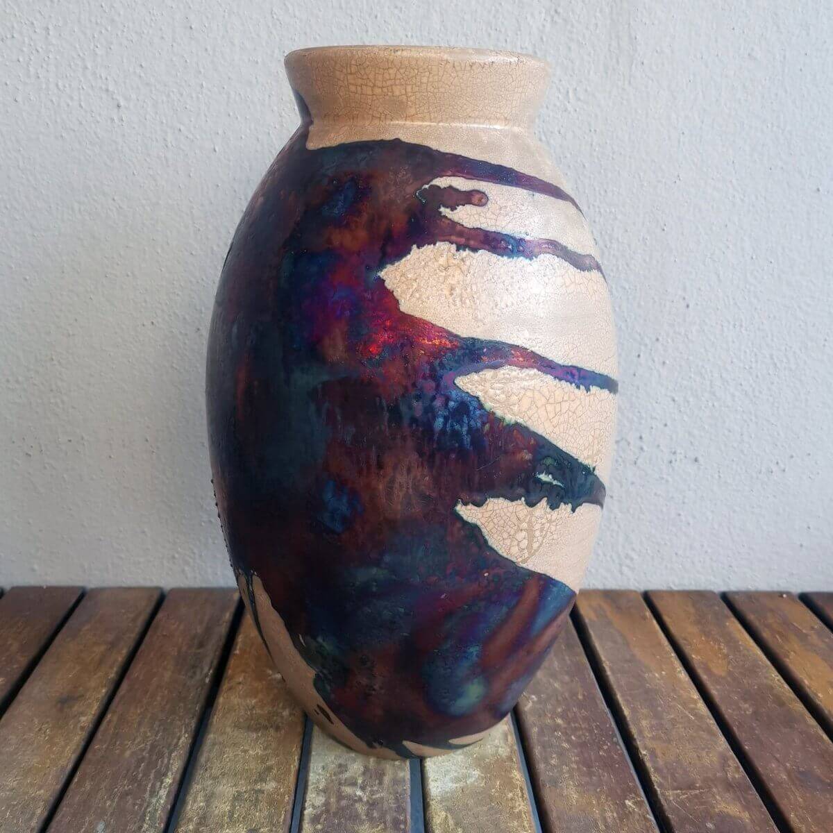Raku pottery vase ceramic home decor