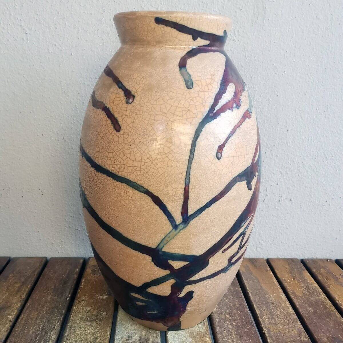 Raku pottery vase ceramic home decor