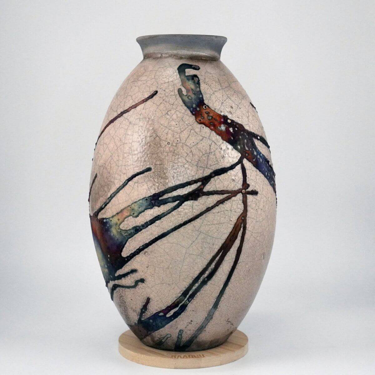 Raku pottery vase ceramic home decor