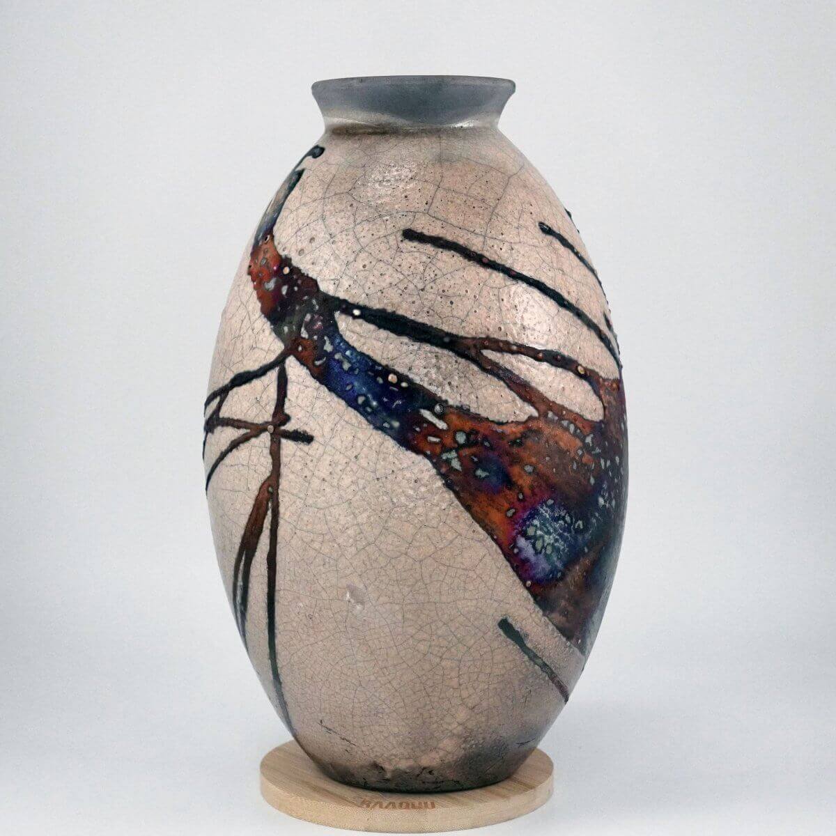 Raku pottery vase ceramic home decor