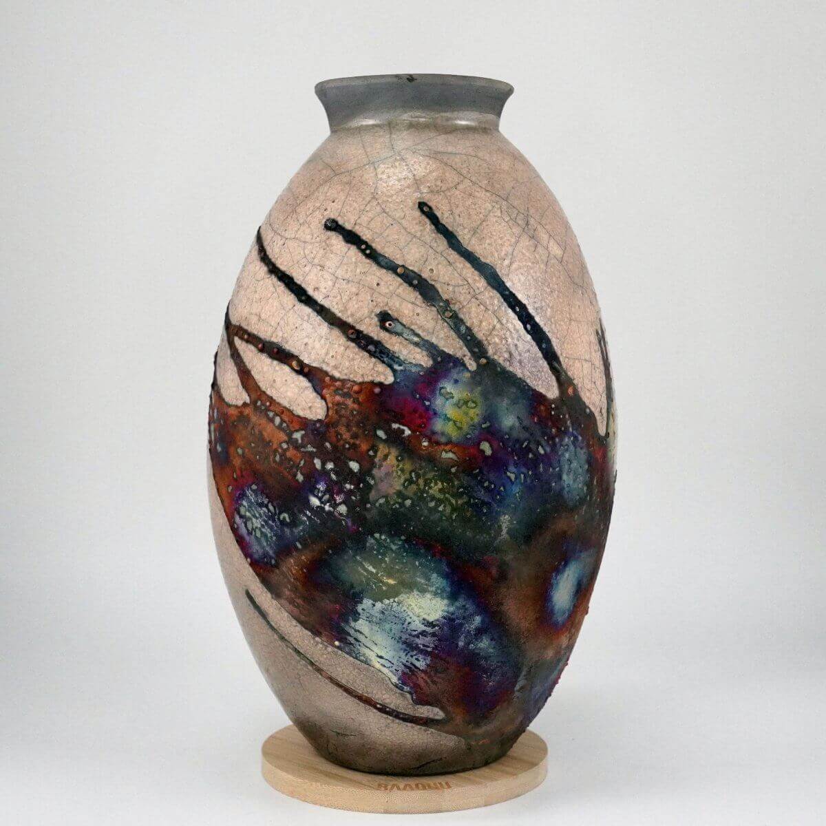Raku pottery vase ceramic home decor