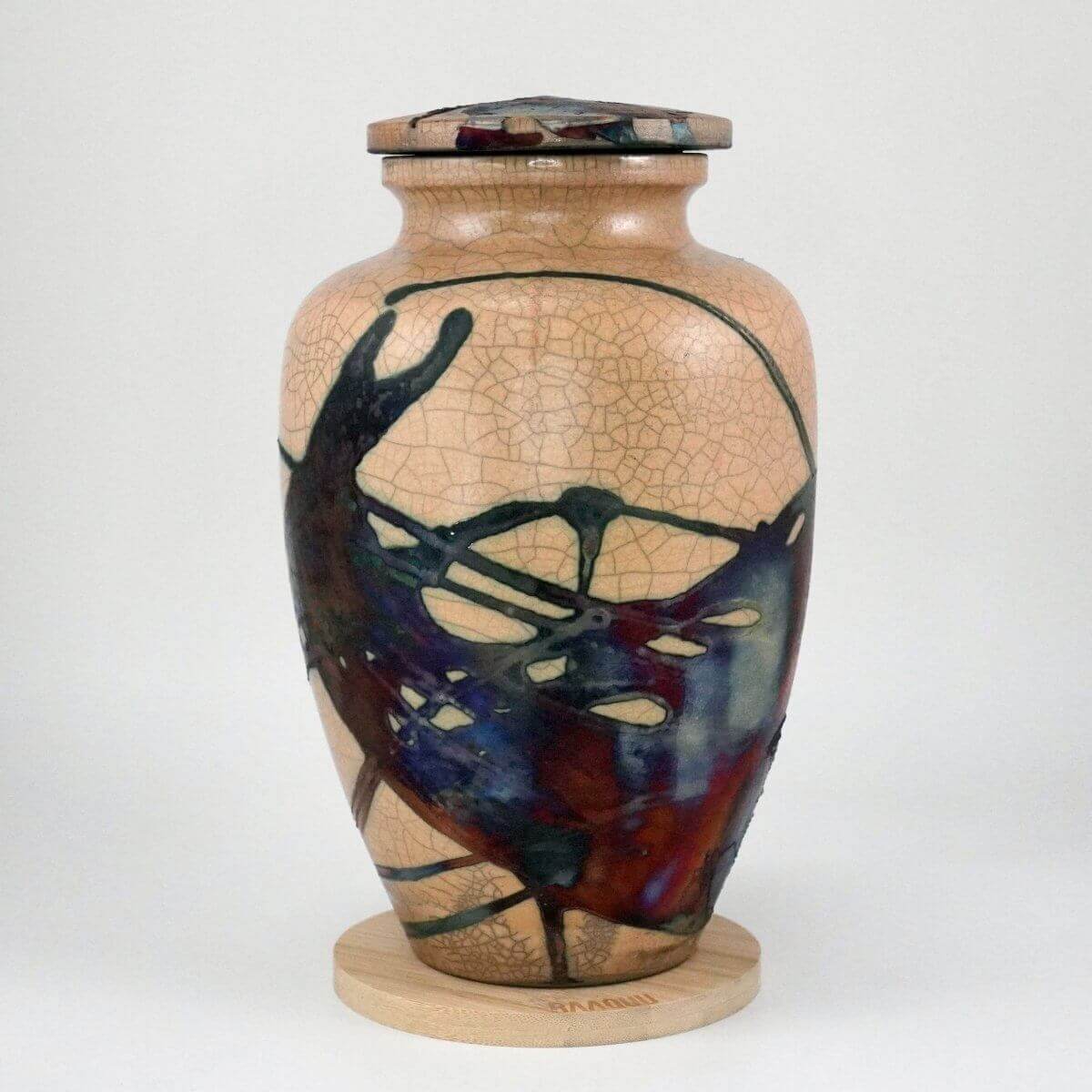 RAAQUU Omoide Ceramic Half Copper Matte Urn for Adult Remains/Ashes S/N8000084 - Raku Pottery 170 cubic inches Unique Handmade Cremation Vessel Unique Handmade ceramic pottery raku vases, urns, and home decor, sculptures, wall decor, gifts by Adil Ghani