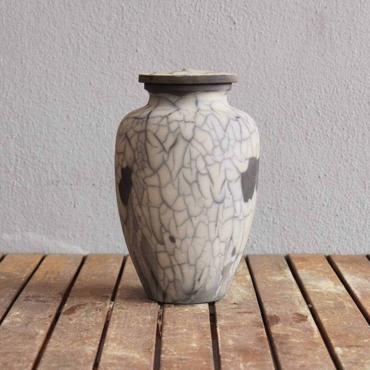 RAAQUU Omoide Ceramic Urn (Pre-Order) for Adult Remains - Raku Pottery 170 cubic inches Unique Handmade Cremation Vessel for Ashes, Pets, Cats, Dogs Unique Handmade ceramic pottery raku vases, urns, and home decor, sculptures, wall decor, gifts by Adil Gh