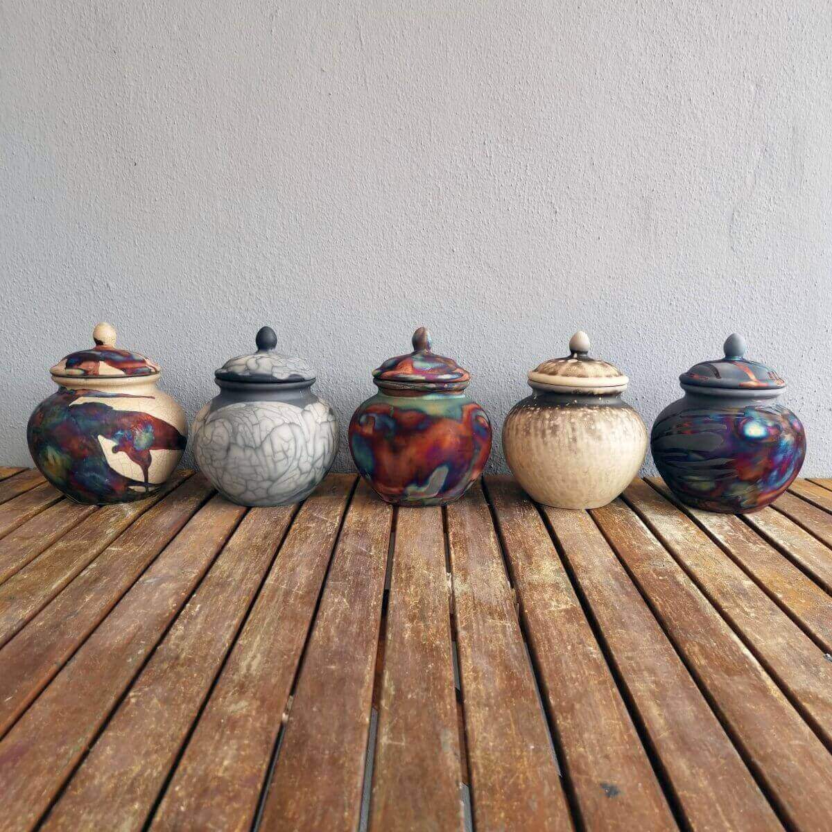 RAAQUU Tamashii Ceramic Carbon Copper Pet Urn for Remains/Ashes S/N8000073 - Raku Pottery 85 cubic inches Unique Handmade Cremation Vessel Unique Handmade ceramic pottery raku vases, urns, and home decor, sculptures, wall decor, gifts by Adil Ghani