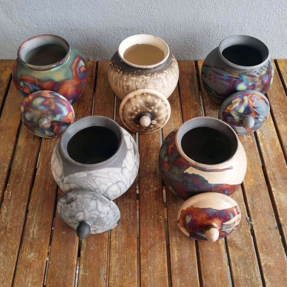 RAAQUU Tamashii Ceramic Half Copper Matte Pet Urn for Remains/Ashes S/N8000032 - Raku Pottery 85 cubic inches Unique Handmade Cremation Vessel Unique Handmade ceramic pottery raku vases, urns, and home decor, sculptures, wall decor, gifts by Adil Ghani