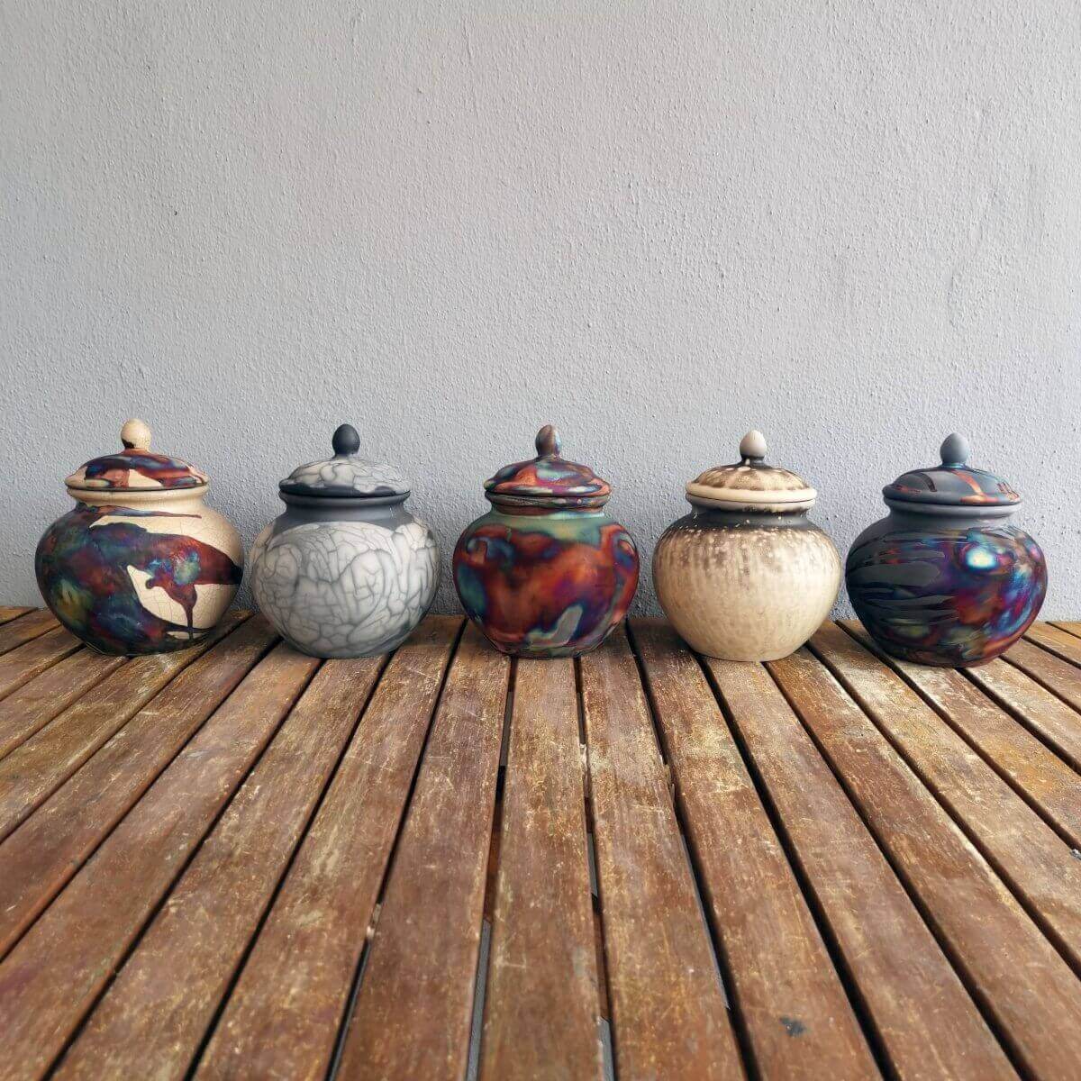 RAAQUU Tamashii Ceramic Half Copper Matte Pet Urn for Remains/Ashes S/N8000114 - Raku Pottery 85 cubic inches Unique Handmade Cremation Vessel Unique Handmade ceramic pottery raku vases, urns, and home decor, sculptures, wall decor, gifts by Adil Ghani