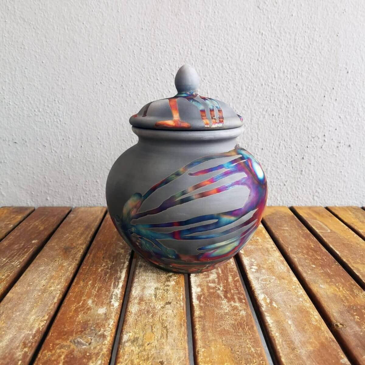 RAAQUU Tamashii Ceramic Pet Urn (Pre-Order) for Remains - Raku Pottery 85 cubic inches Unique Handmade Cremation Vessel for Ashes, Pets, Cats, Dogs Unique Handmade ceramic pottery raku vases, urns, and home decor, sculptures, wall decor, gifts by Adil Gha
