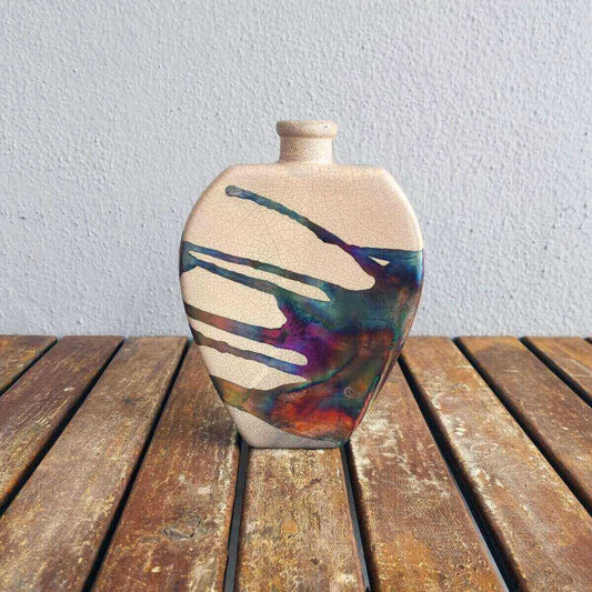 RAAQUU Nozomu Vase: Embracing Serenity and Beauty in Raku Pottery - RAAQUU