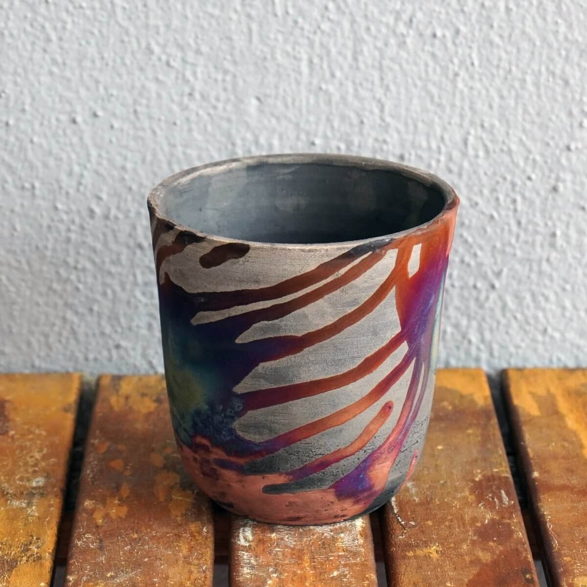 Carbon Half Copper Matte Raku pottery vase ceramic home decor