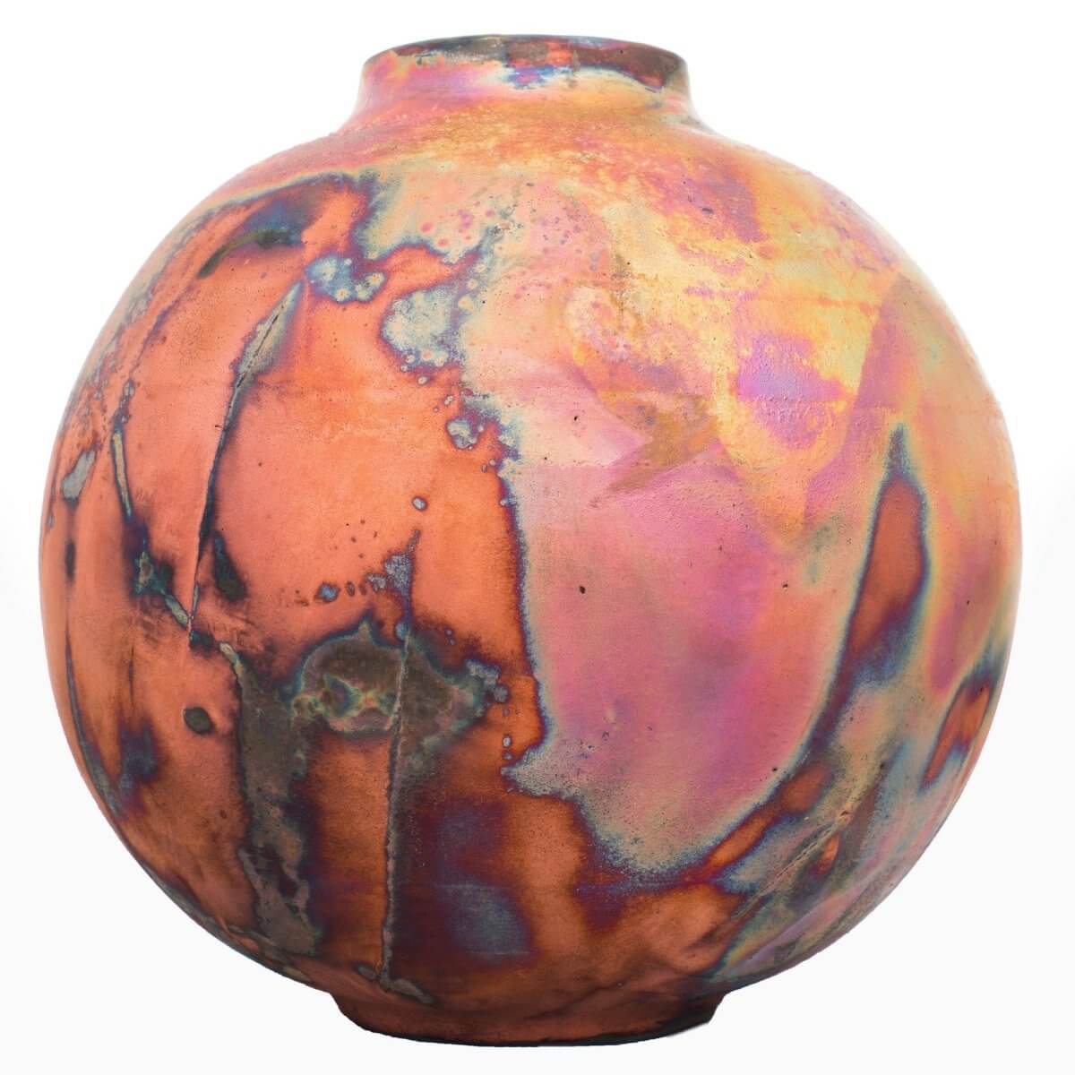 Full Copper Matte Raku pottery vase ceramic home decor