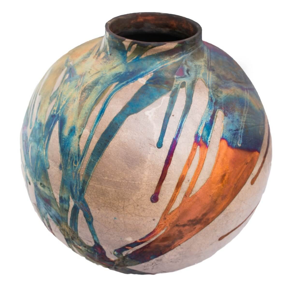 Half Copper Matte Raku pottery vase ceramic home decor