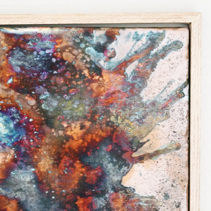 Kaiga 1 - 1' x 1' framed raku ceramic wall art - RAAQUU Serial No. 2400008