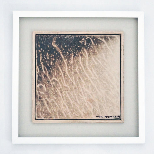 Kaiga 1 - 1' x 1' framed raku ceramic wall art - RAAQUU Serial No. 2400009