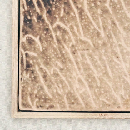 Kaiga 1 - 1' x 1' framed raku ceramic wall art - RAAQUU Serial No. 2400009