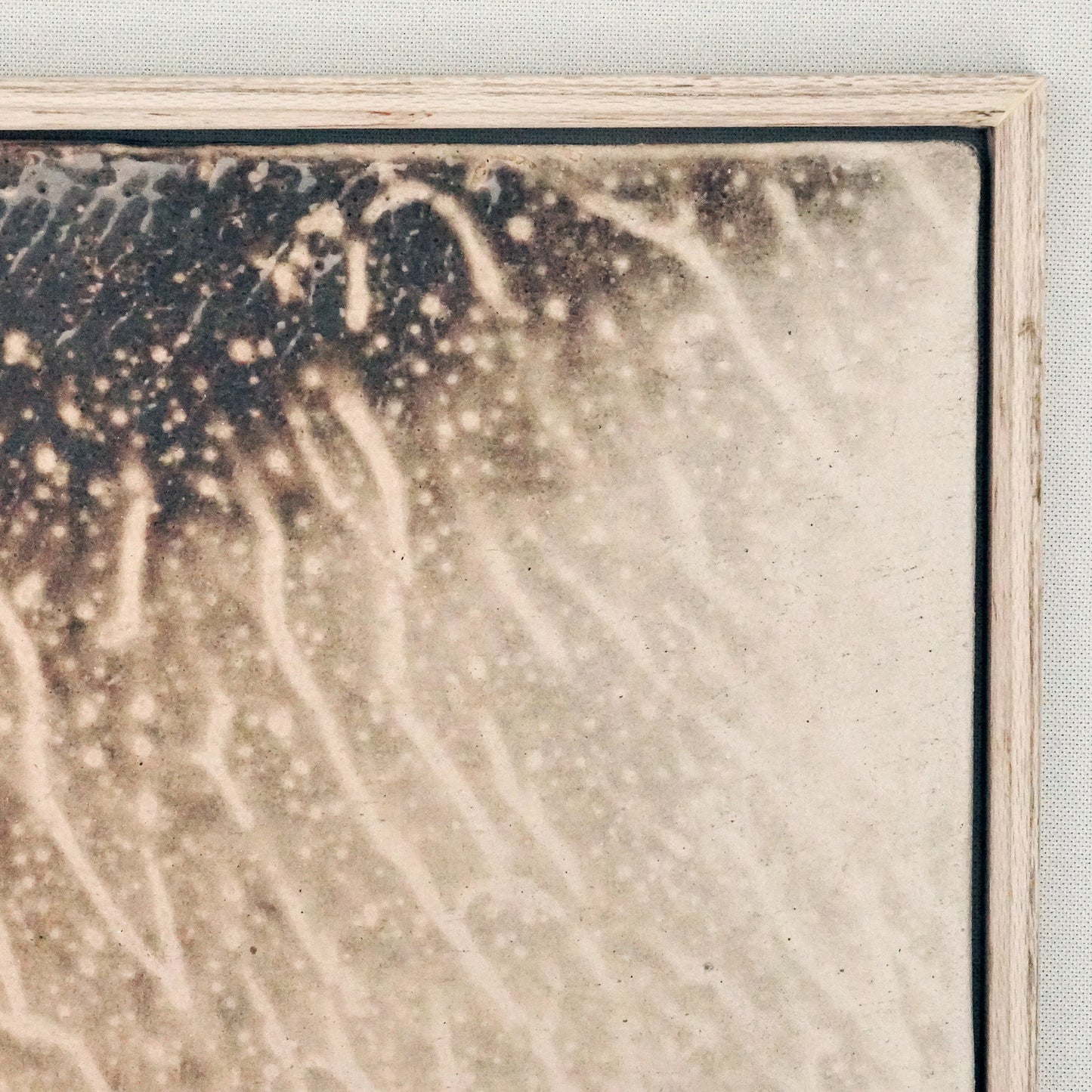 Kaiga 1 - 1' x 1' framed raku ceramic wall art - RAAQUU Serial No. 2400009