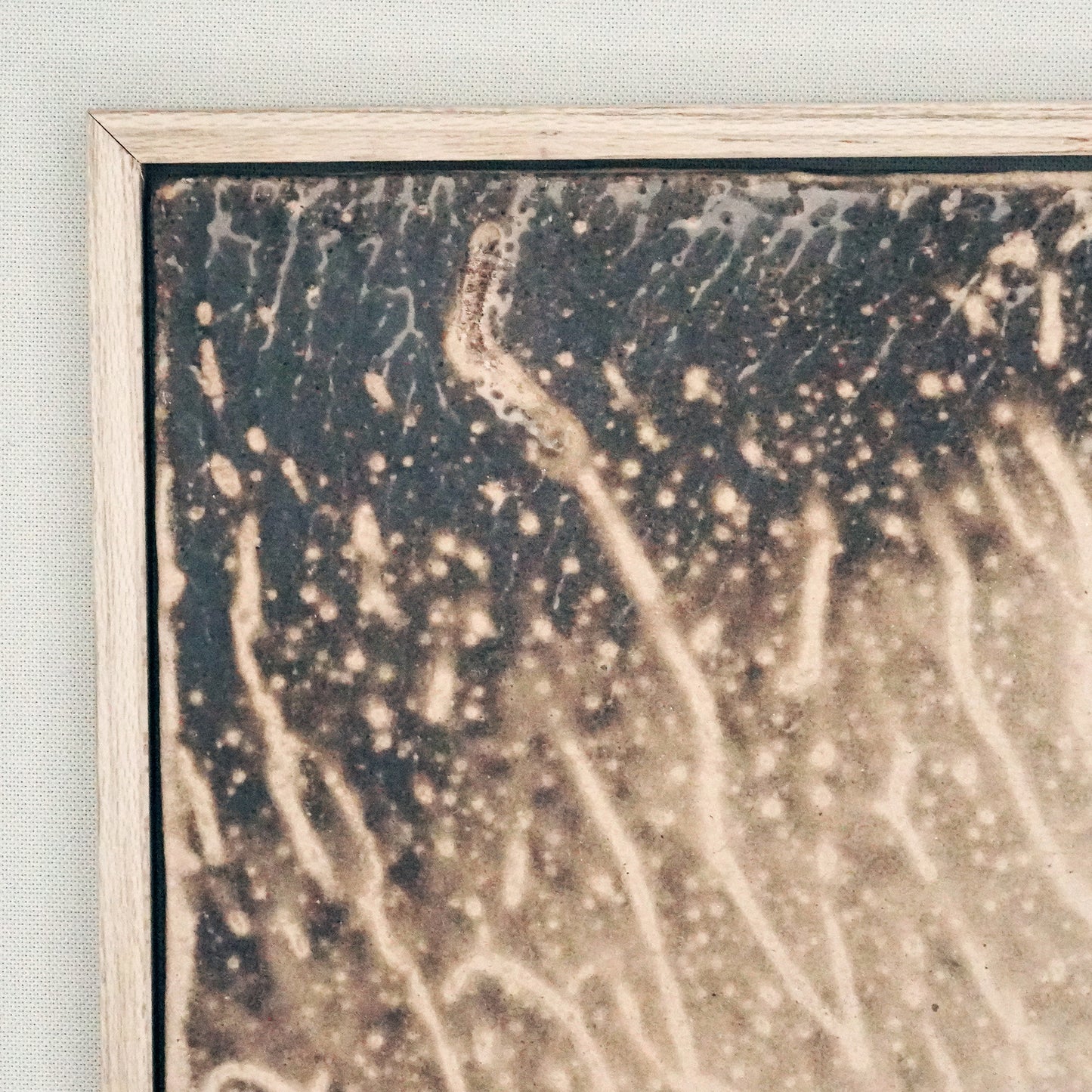 Kaiga 1 - 1' x 1' framed raku ceramic wall art - RAAQUU Serial No. 2400009