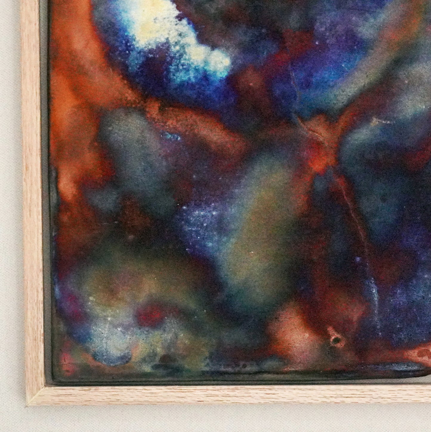 Kaiga 1 - 1' x 1' framed raku ceramic wall art - RAAQUU Serial No. 2400013