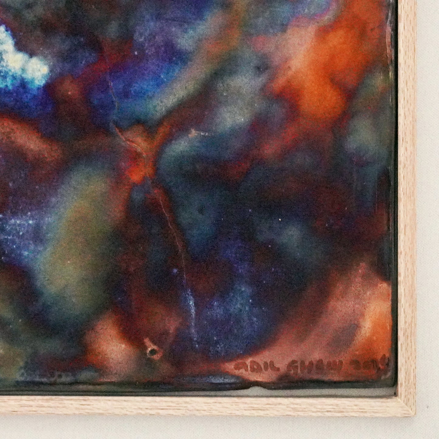 Kaiga 1 - 1' x 1' framed raku ceramic wall art - RAAQUU Serial No. 2400013