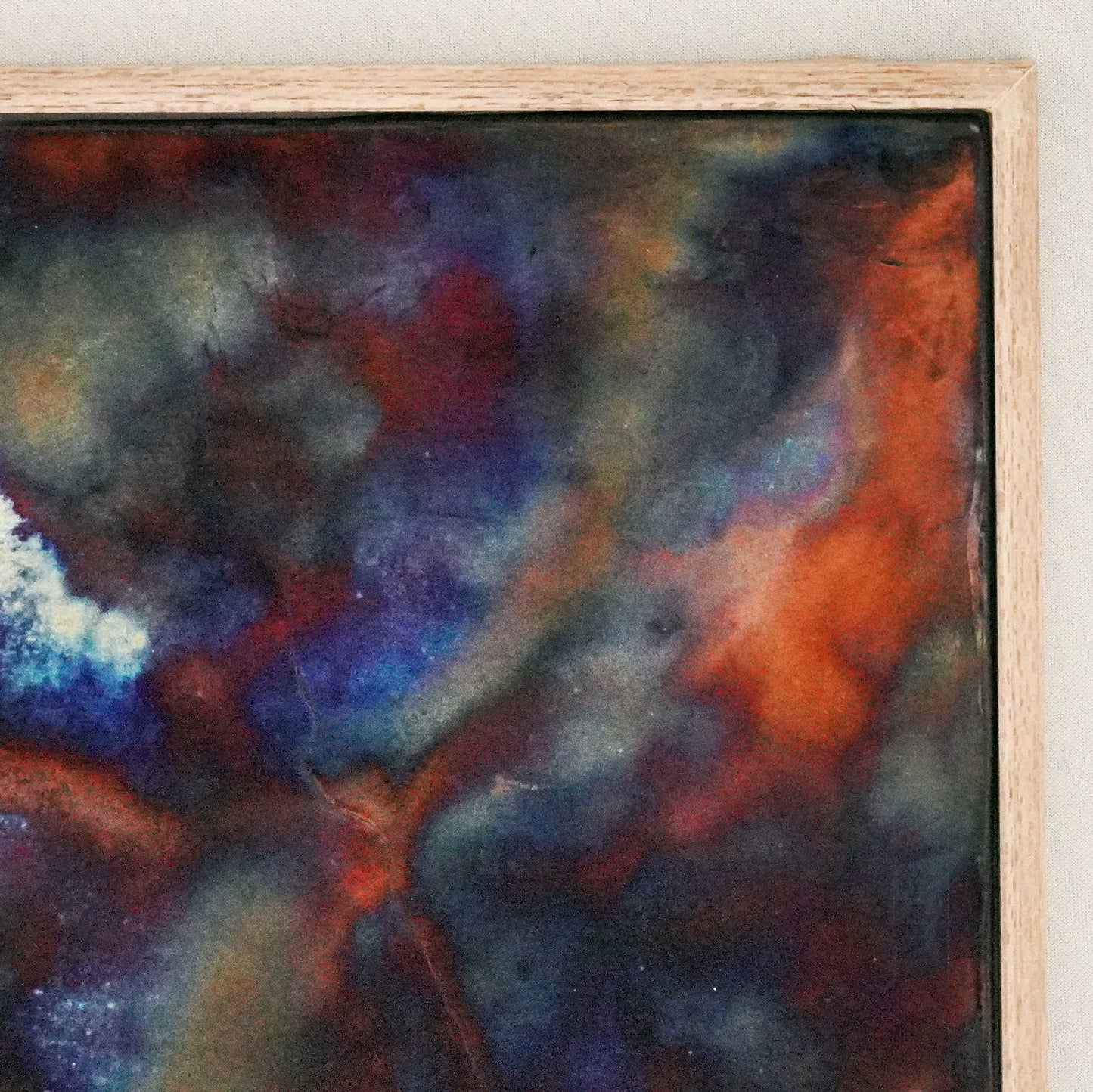 Kaiga 1 - 1' x 1' framed raku ceramic wall art - RAAQUU Serial No. 2400013