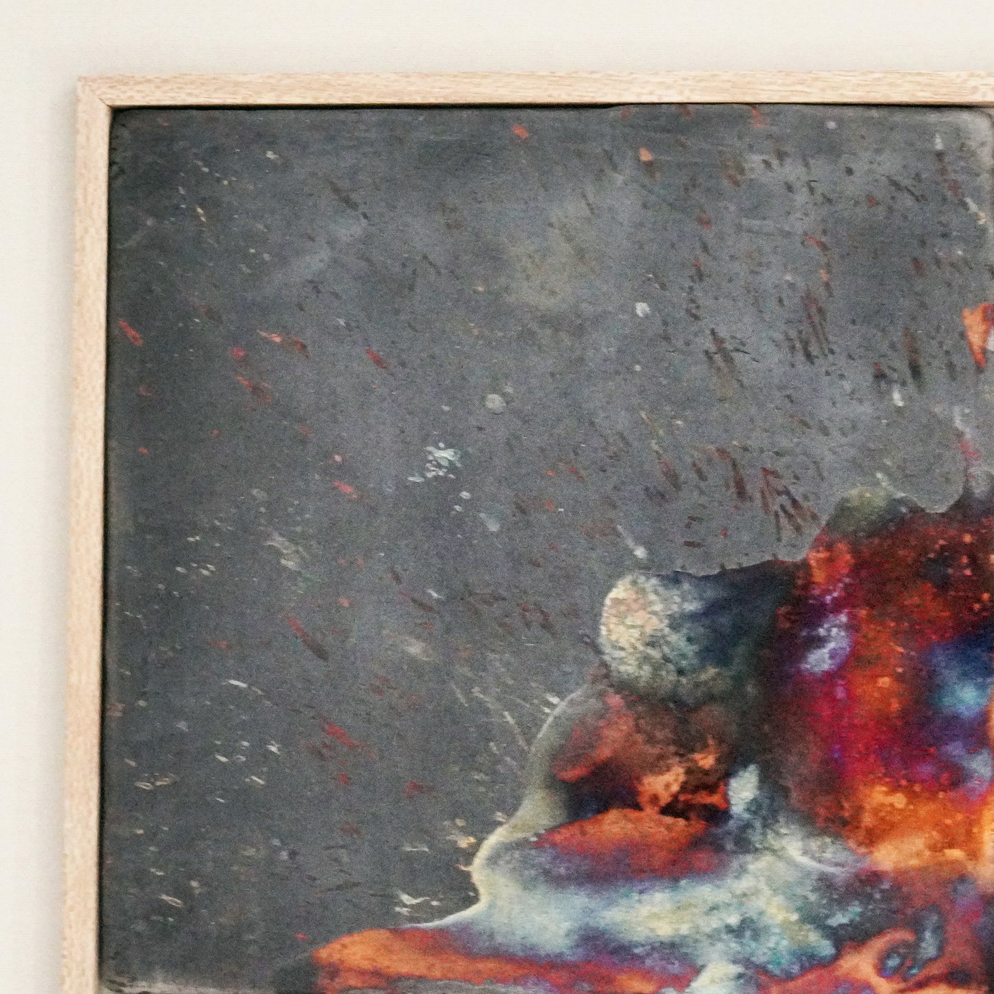 Kaiga 4 - 2' x 2' framed raku ceramic wall art - RAAQUU Serial No. 2400015