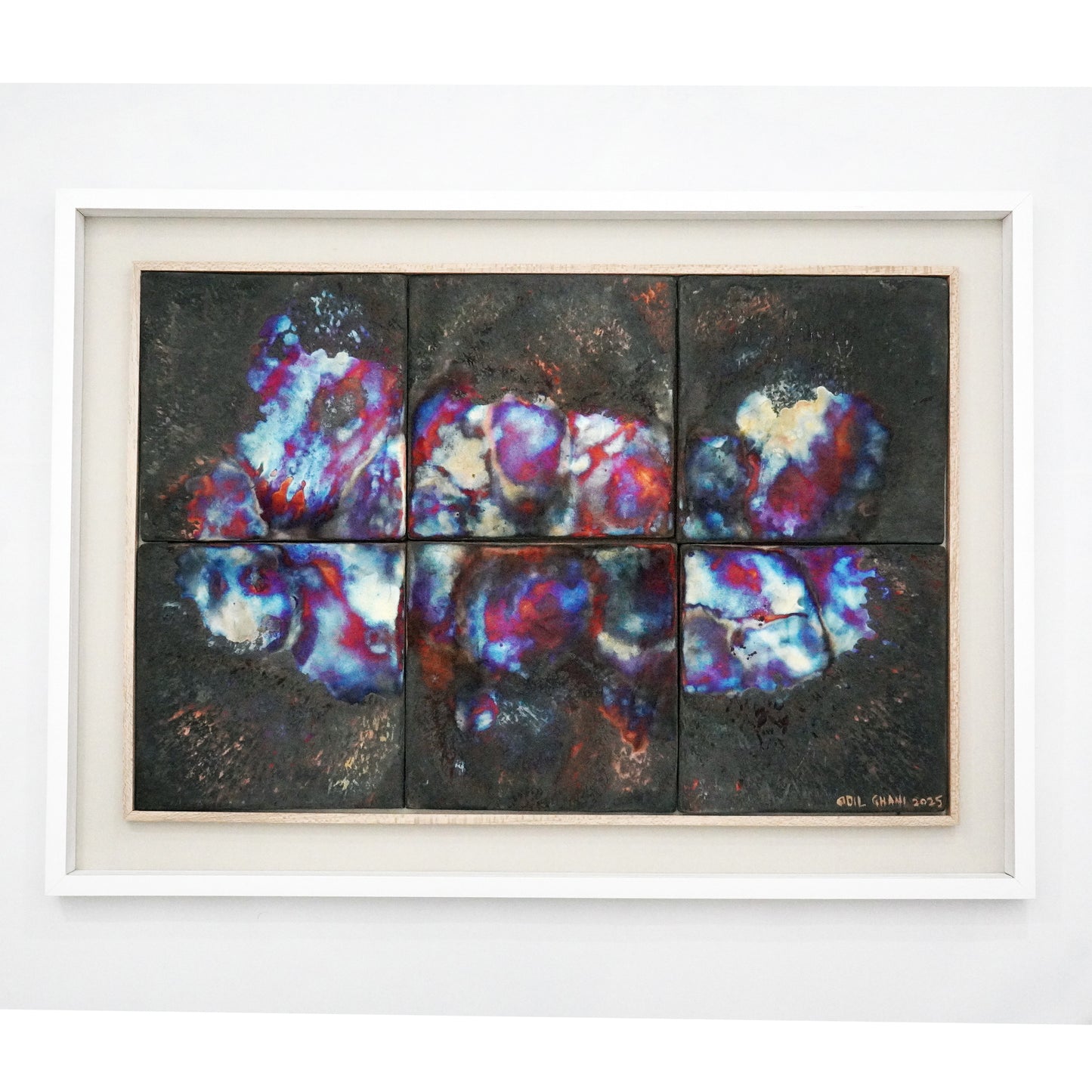 Kaiga 6 - 2' x 3' framed raku ceramic wall art - RAAQUU Serial No. 2400016