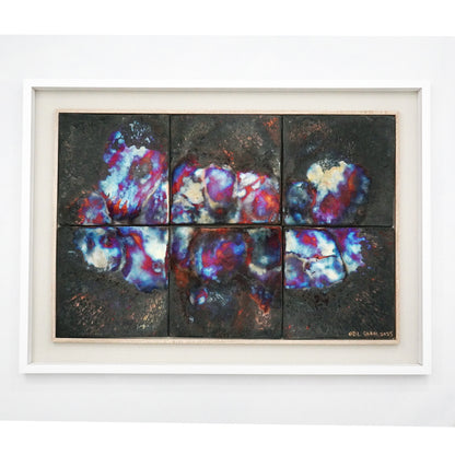 Kaiga 6 - 2' x 3' framed raku ceramic wall art - RAAQUU Serial No. 2400016